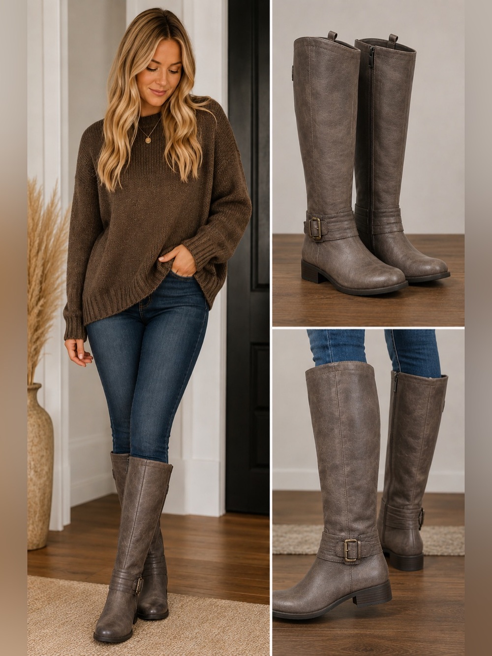 Naturalizer Gray brown Heeled Boots Classic Design 9